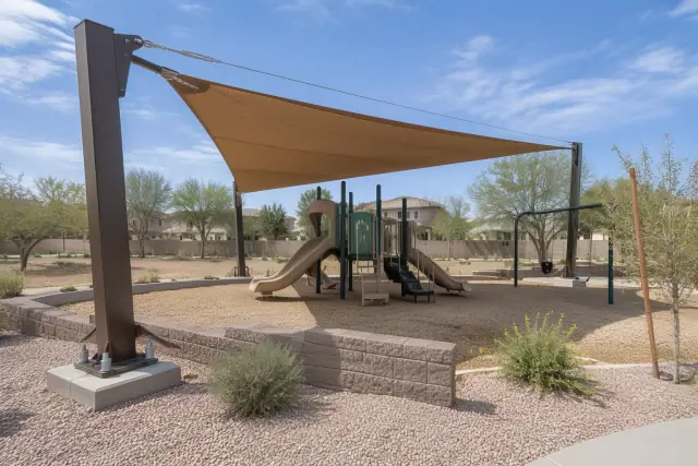Cantilever playground shade structure at a residential park in Gilbert, AZ.