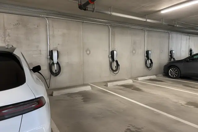 EV charger panel upgrades in an underground parking garage in Mesa, AZ.