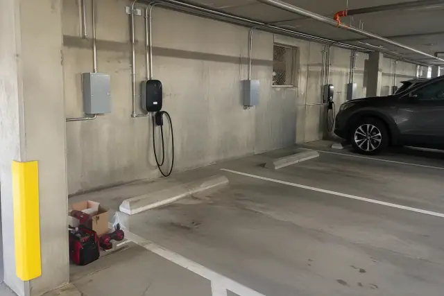 EV charger replacement in an underground parking garage in Mesa, AZ.