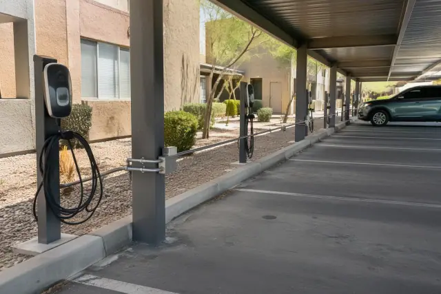 EV charging station installation at an apartment carport in Gold Canyon, AZ.
