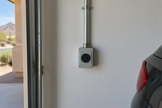 NEMA 14-50 outlet installation on a drywall wall in Apache Junction, AZ.