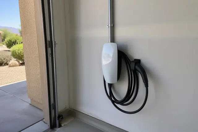 Tesla Wall Connector EV charger installed on an interior wall in Fountain Hills, AZ.