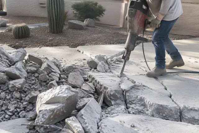 Concrete demolition and removal work on a driveway in Scottsdale, AZ.
