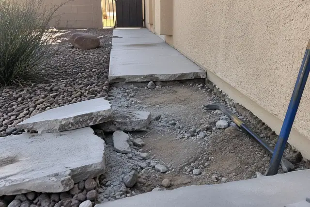 Sidewalk panel removal and concrete demolition at a home in Mesa, AZ.