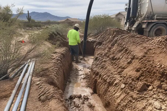 Utility trenching and hydro excavation for site prep in Mesa, AZ.