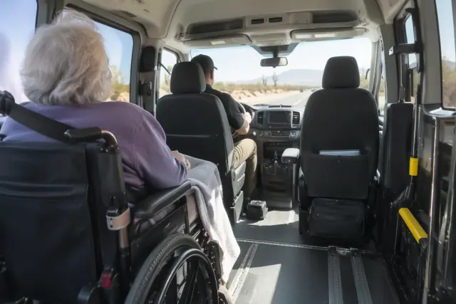 Transport van interior cabin during chemotherapy transportation in Mesa, AZ.