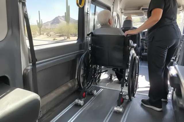 Padded vehicle interior with mobility restraints in Scottsdale, AZ.