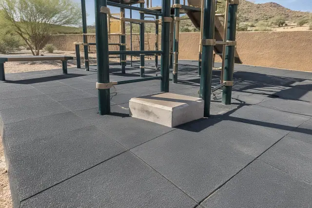3/4-inch rubber tiles installed around a lifting station in Mesa, AZ.