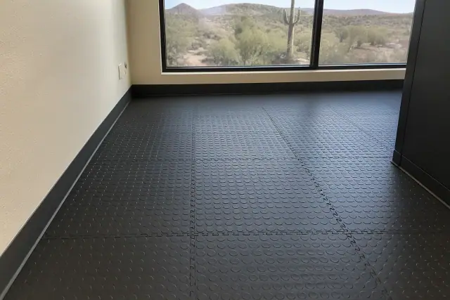 Interlocking anti-fatigue rubber flooring installed inside a technology office in Fountain Hills, AZ.