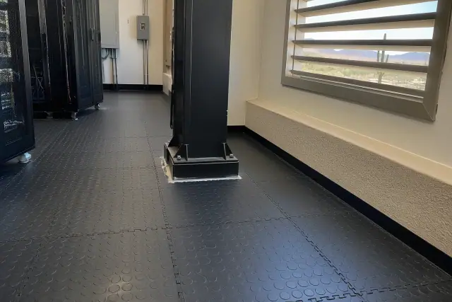 Anti-fatigue rubber flooring installed in a Phoenix, AZ server room.