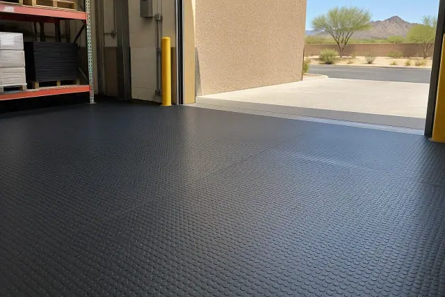 Anti-fatigue rubber flooring installed inside a commercial facility in Mesa, AZ.