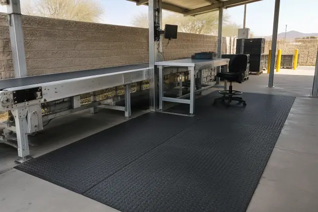 Anti-fatigue rubber flooring installed at a workstation in San Tan Valley, AZ.