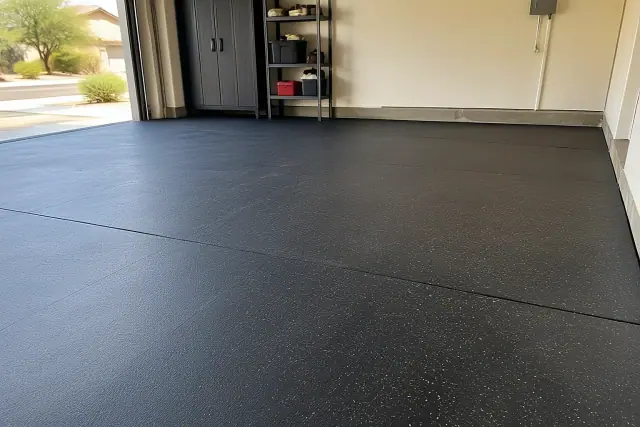 Heavy-duty rolled rubber flooring installed in a garage in Mesa, AZ.