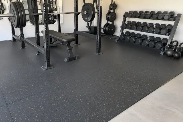 Rubber gym flooring installed over concrete in San Tan Valley, AZ.