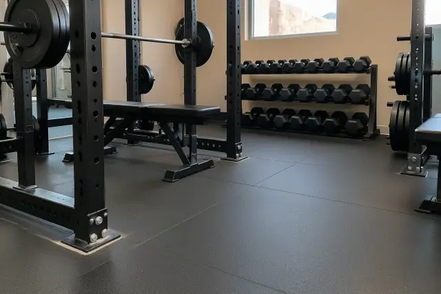 Industrial rubber flooring installed in a commercial fitness zone in Queen Creek, AZ.