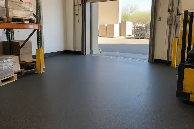 Industrial rubber flooring installed in a shipping zone in Scottsdale, AZ.