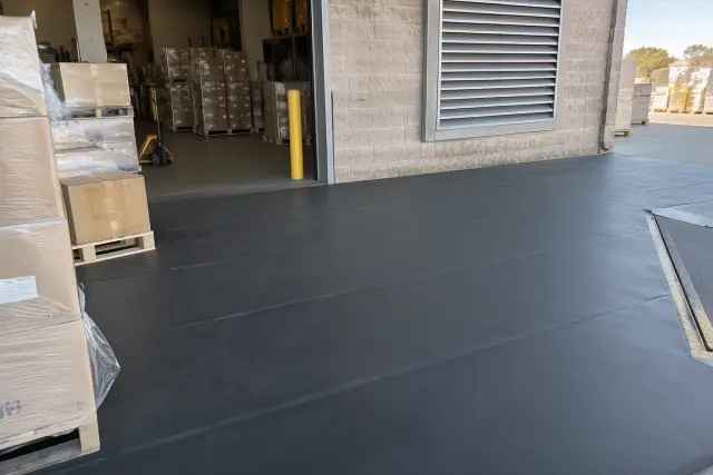 Industrial rubber flooring installed in a warehouse shipping zone in Chandler, AZ.