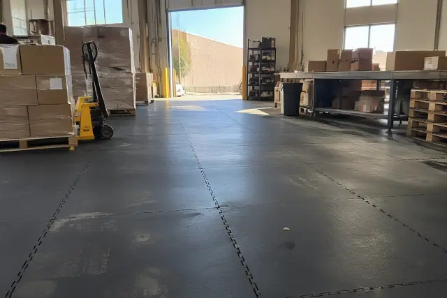 Industrial rubber flooring installed in a warehouse shipping zone in Fountain Hills, AZ.