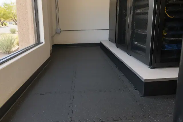 Interlocking rubber tile flooring in a commercial server room in Mesa, AZ.