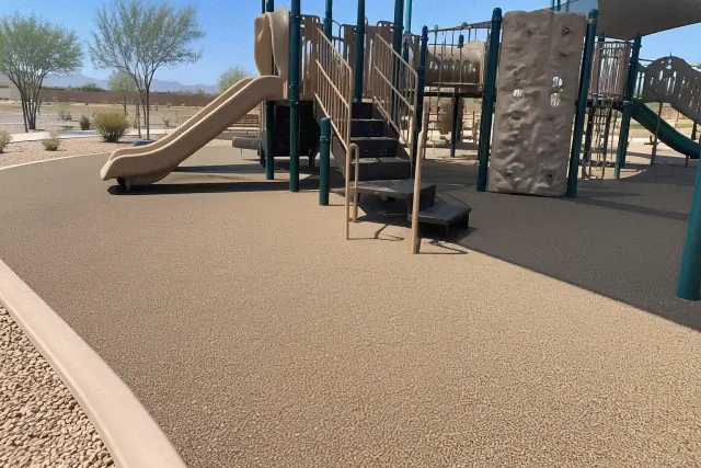 Poured-in-place playground rubber safety surfacing at a park in San Tan Valley, AZ.