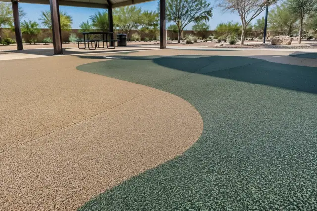 Seamless poured-in-place rubber safety surfacing at a park in Gilbert, AZ.