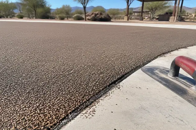 Textured poured-in-place rubber safety surfacing curing at a park in Apache Junction, AZ.