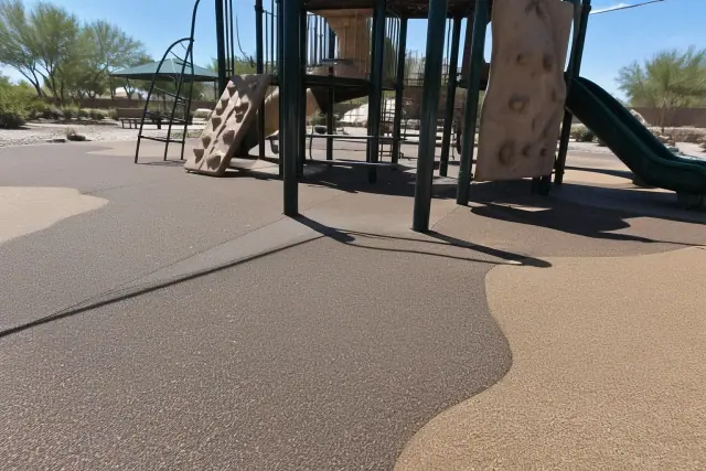 Poured-in-place rubber flooring with textured EPDM granules in Gilbert, AZ.