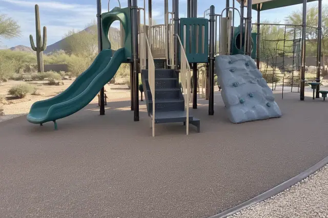 Poured-in-place rubber safety flooring at a community park playground in Paradise Valley, AZ.