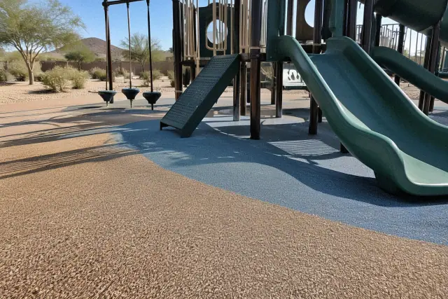 Seamless poured-in-place rubber safety surfacing at an outdoor park in Mesa, AZ.
