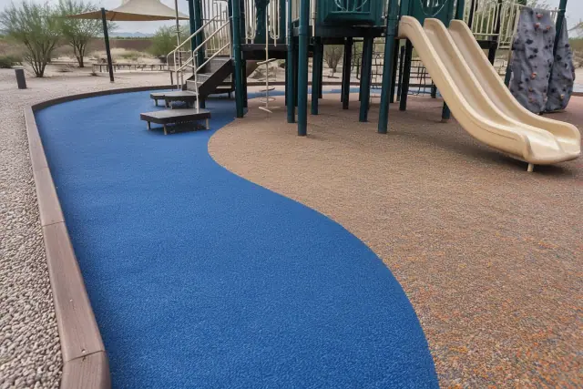 Playground rubber safety surfacing comparison at a park in Mesa, AZ.