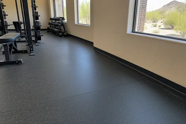 Rubber flooring repair and replacement at a fitness facility in Mesa, AZ.