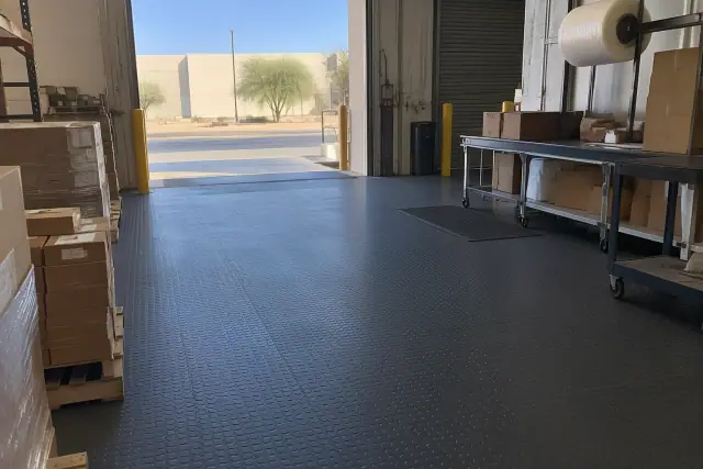 Industrial rubber flooring installed at a distribution warehouse in Mesa, AZ.