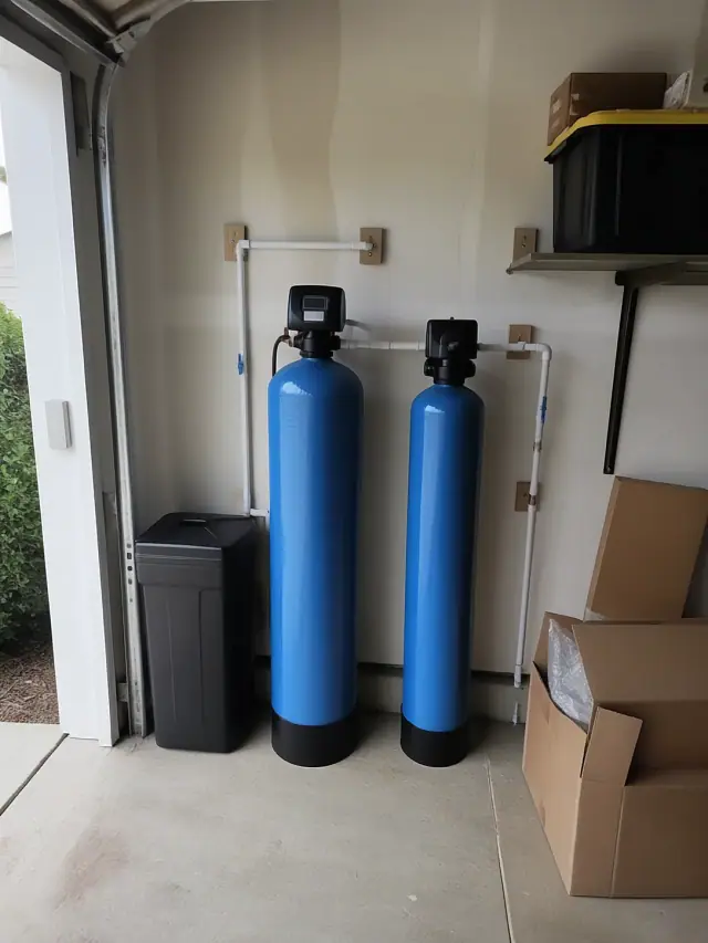 Water filtration system installed in a residential garage in Mesa, AZ.