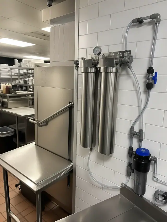 Water filtration system installed in a commercial kitchen facility in Mesa, AZ.