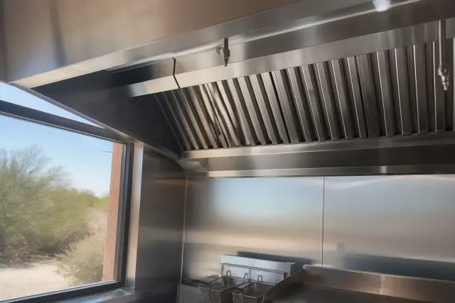 Stainless steel commercial kitchen HVAC ventilation installation in Surprise, AZ.