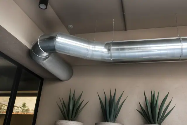 Round and spiral galvanized steel ductwork installed on a commercial job site in Phoenix, AZ.