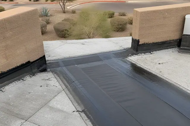 Expansion joint repair on a commercial built-up roof in Gilbert, AZ.
