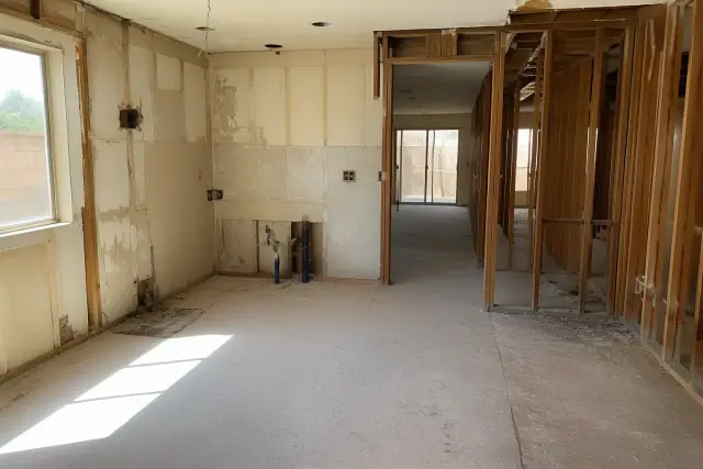 Interior of a 2,000 sq ft house in Phoenix, AZ, stripped and ready for mechanical demolition.
