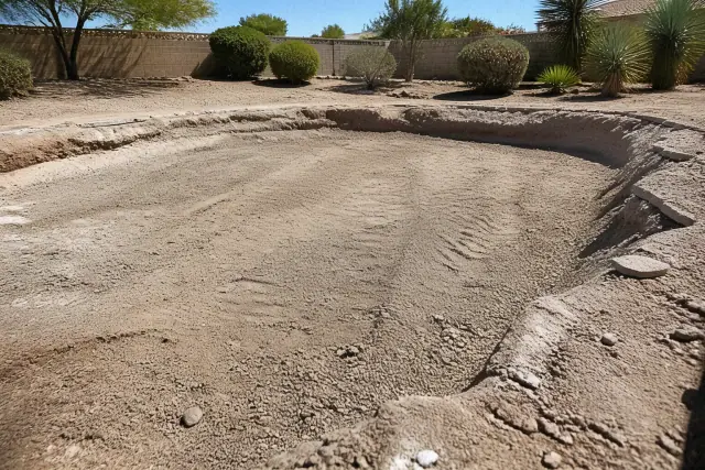 Pool demolition and backfill with aggregate materials at a jobsite in Phoenix, AZ.