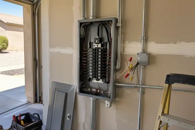 Federal Pacific panel replacement in a residential garage in Avondale, AZ.