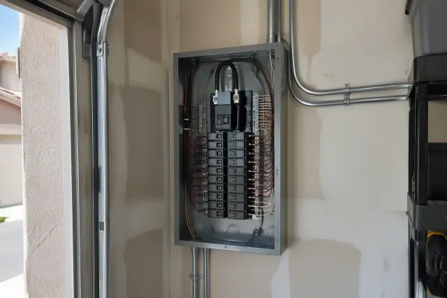 Technician photo of a fuse box conversion and circuit breaker repair in Phoenix, AZ.