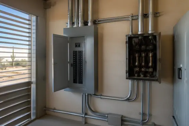 Commercial electrical panel upgrade and fuse box replacement in Phoenix, AZ.