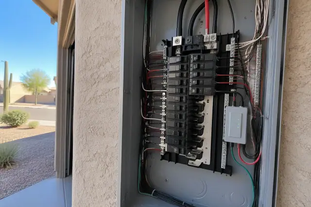 Secondary protection whole house surge protector installation at a subpanel in Phoenix, AZ.