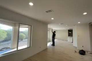 Finished recessed lighting trim installed in a residential ceiling in Phoenix, AZ.
