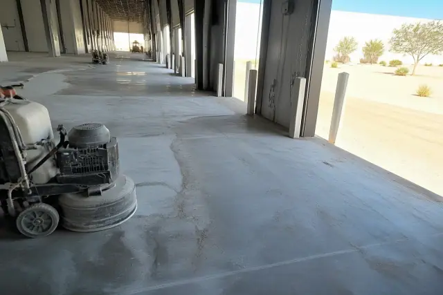 Industrial concrete polishing equipment on a warehouse floor in Phoenix, AZ.