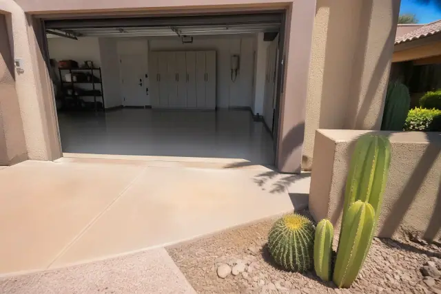 Industrial epoxy flooring installed in a residential garage in Gilbert, AZ.