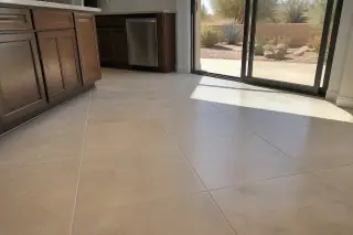 Ceramic kitchen tiles with spacers and clean grout lines in a home in Phoenix, AZ.