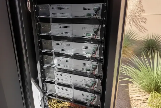 Voice evacuation amplifier rack with modular cards at a jobsite in Surprise, AZ.