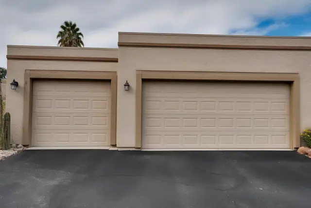 A comparison of 8-foot and 16-foot garage door widths at a residential home in Phoenix, AZ.