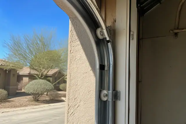 New nylon rollers installed in a garage door track at a home in Phoenix, AZ.